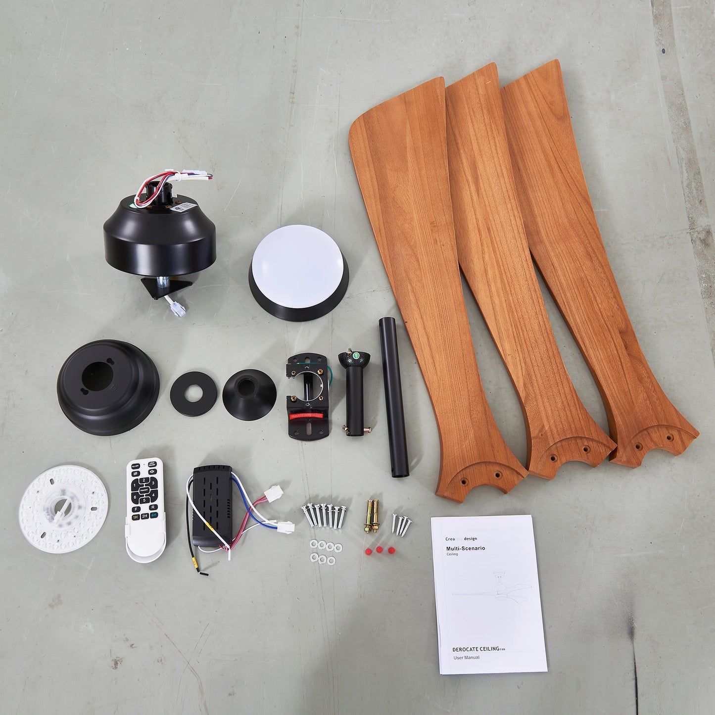 62" Matte Black 3-Blade Solid Wood Ceiling Fan with Remote - view 17