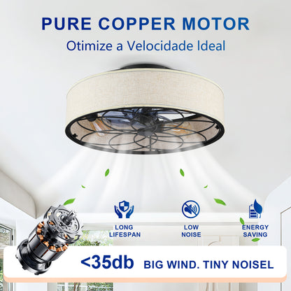 20" Farmhouse Fabric Bladeless Ceiling Fan with Remote - view 11