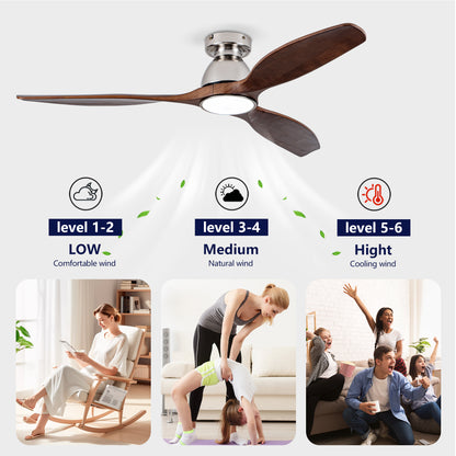 52" Walnut Solid Wood Flush Mount Ceiling Fan - view 10