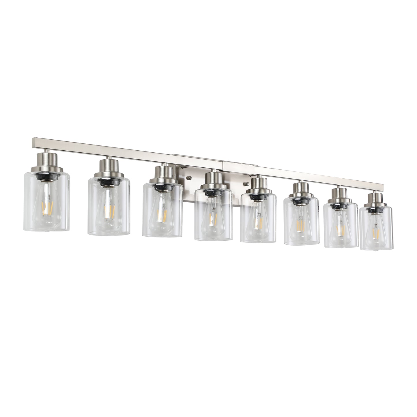 51" 8-Light Brushed Nickel Vanity Light with Clear Glass - view 11