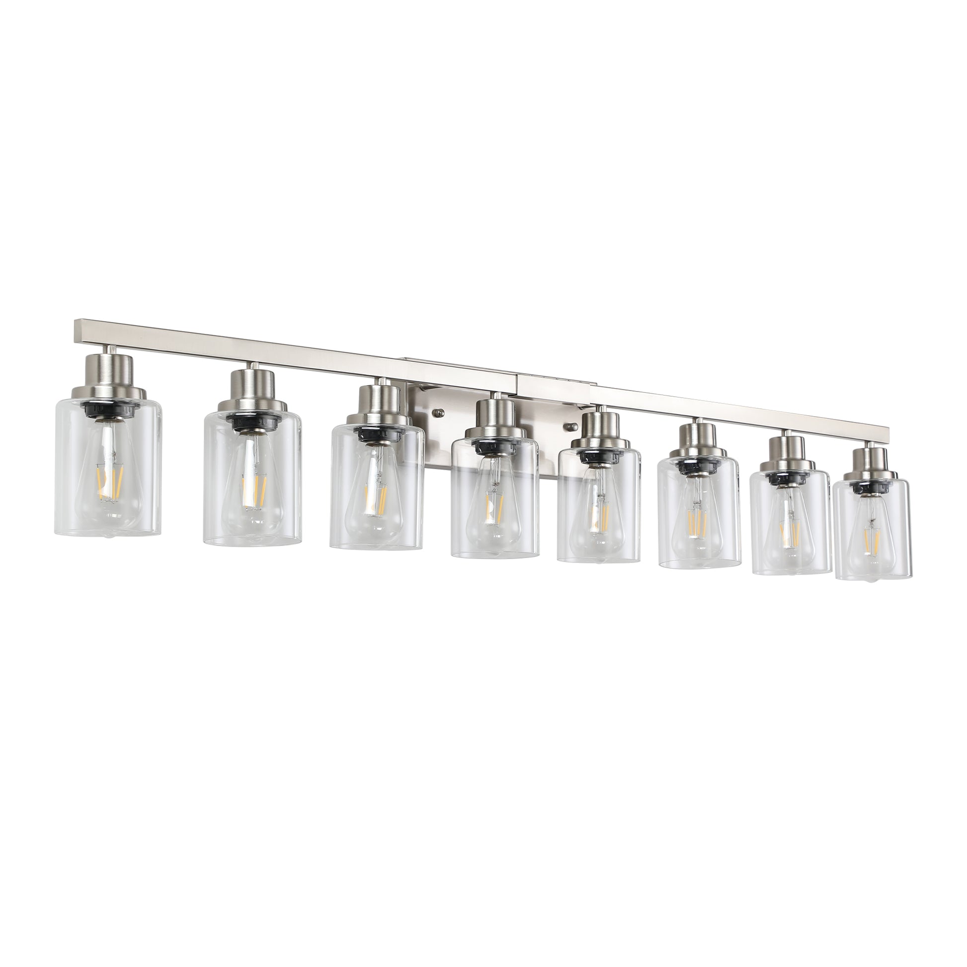 51" 8-Light Brushed Nickel Vanity Light with Clear Glass - view 11
