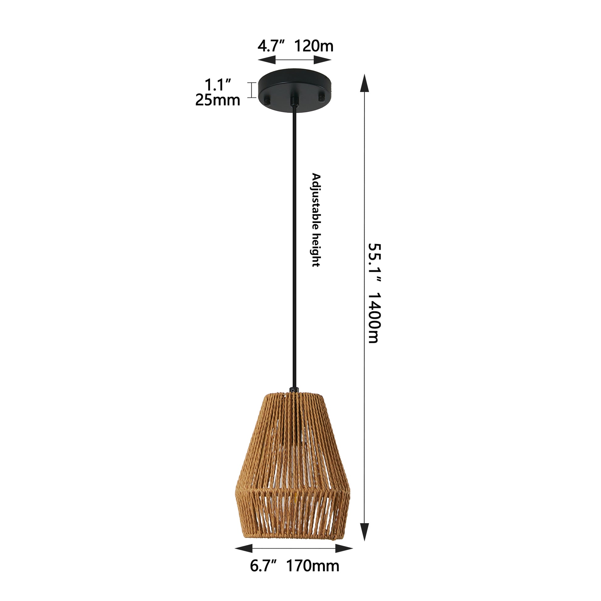 7" Hemp Rope Farmhouse Pendant Light, Set of 3 - view 13