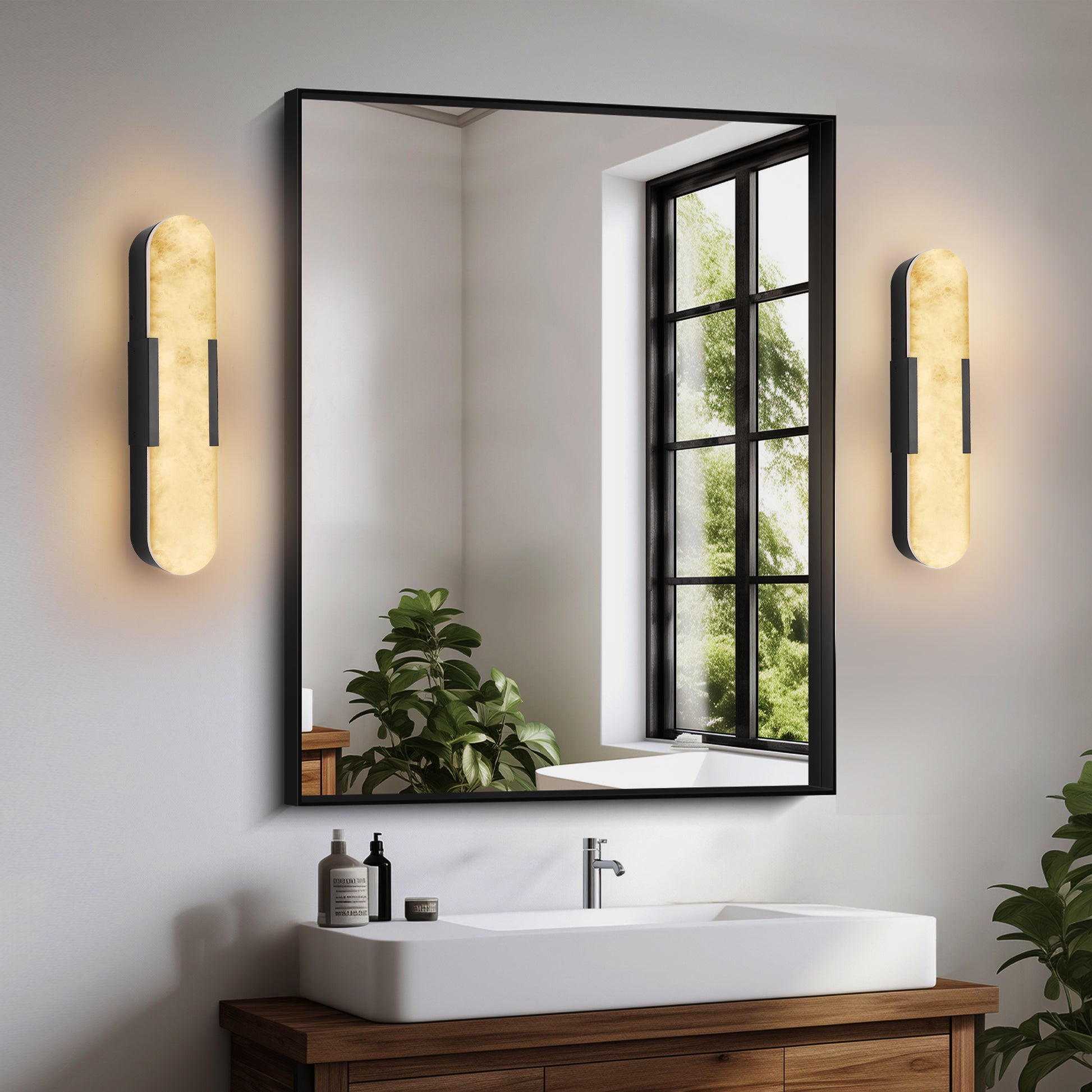 19.7" Natural Marble Black Wall Sconce, Set of 2 - view 2