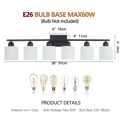 38" 6-Light Matte Black Vanity Light - view 8