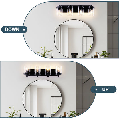 4-Light Matte Black Vanity Light with Clear Glass - view 4