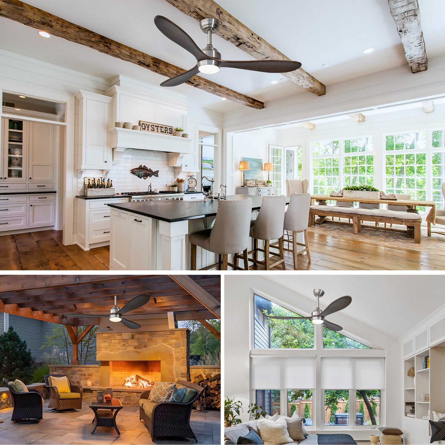 52" Nickel Solid Wood Ceiling Fan with Remote - view 6