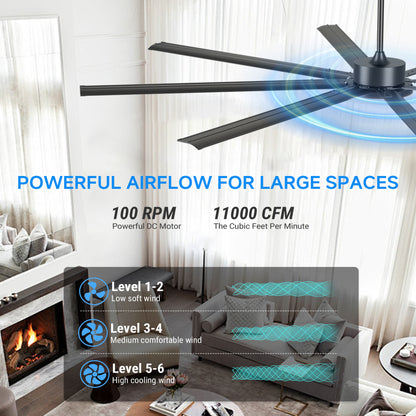 96" Black Industrial Ceiling Fan with Remote - view 14