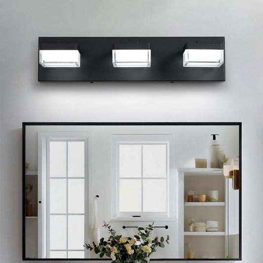 3-Light Matte Black Acrylic LED Vanity Light