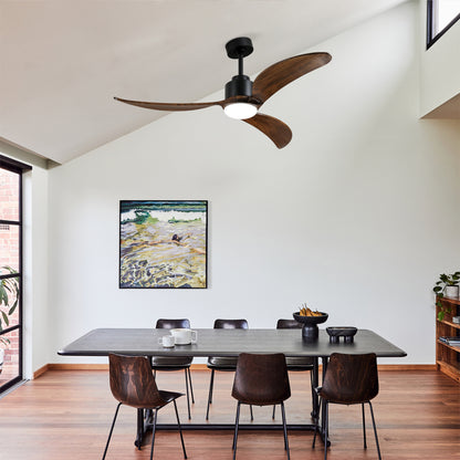 52" Matte Black & Wood Ceiling Fan with Dimmable LED - view 15