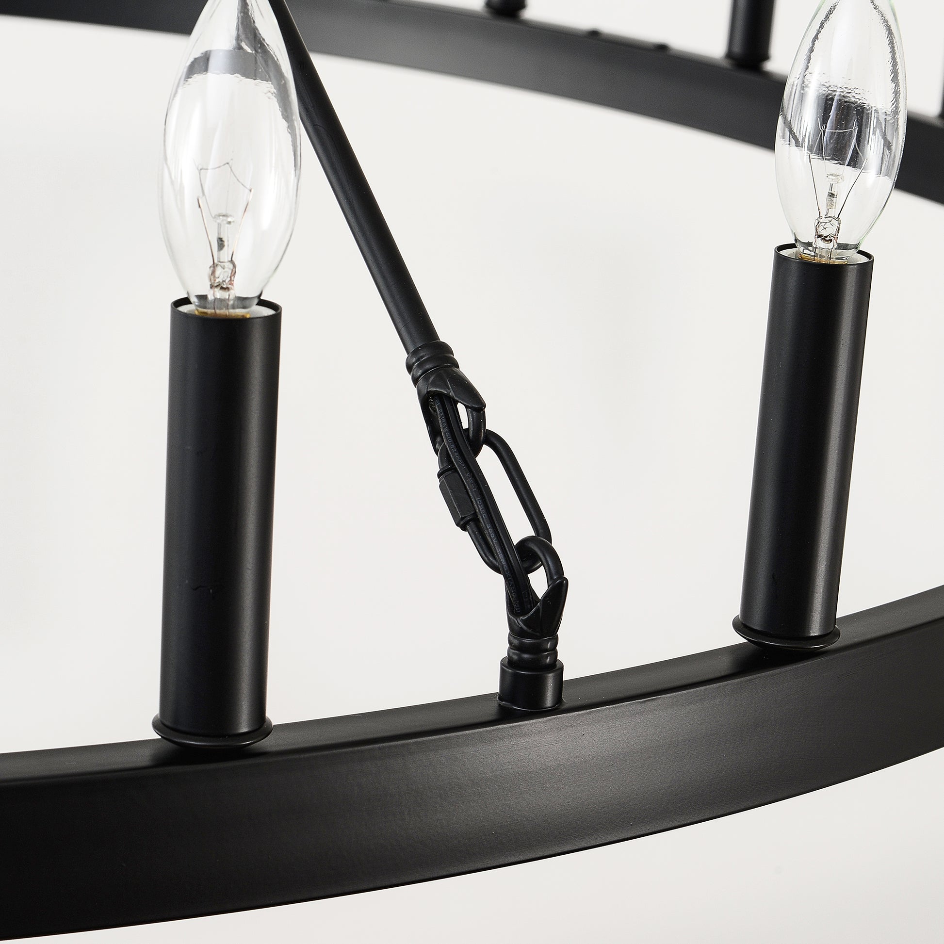 53" Matte Black Wagon Wheel Chandelier, 24-Light - view 15