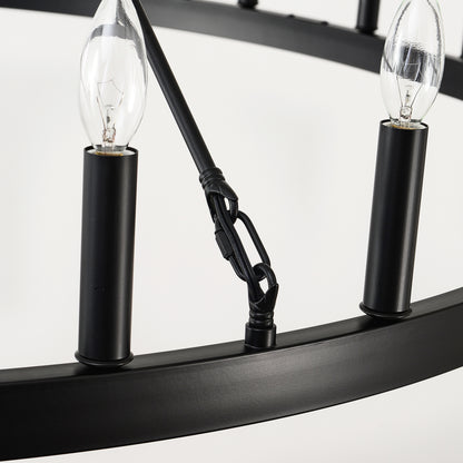53" Matte Black Wagon Wheel Chandelier, 24-Light - view 15