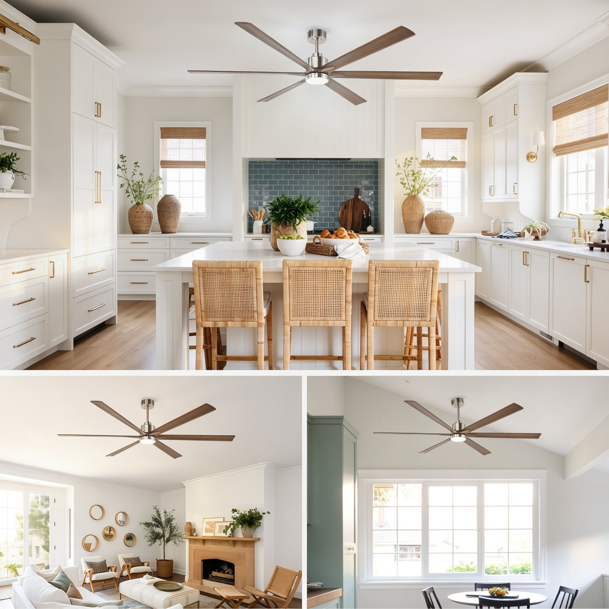 70" Nickel Finish Ceiling Fan with Light - view 15