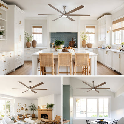 70" Nickel Finish Ceiling Fan with Light - view 15