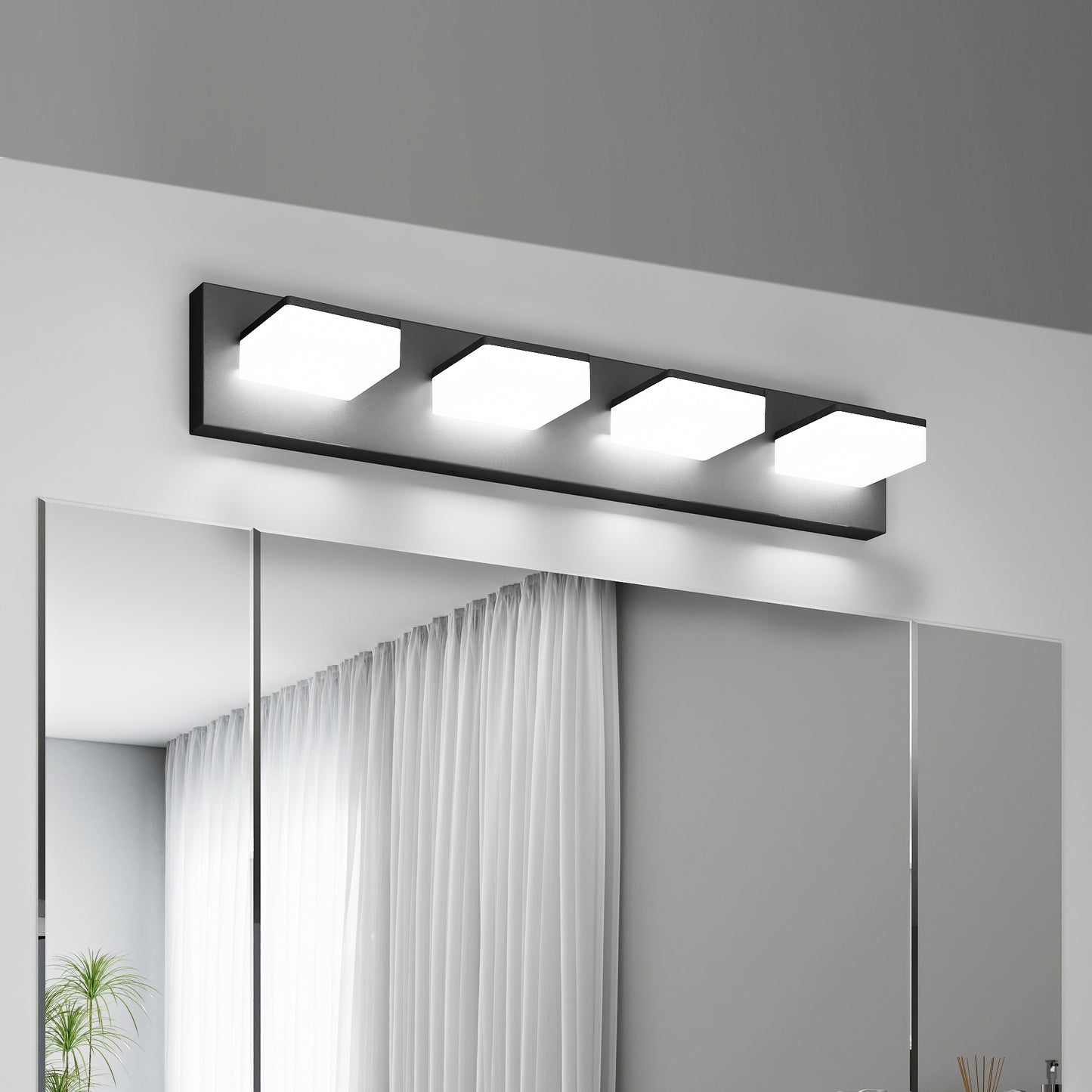 25" 4-Light Matte Black LED Vanity Light