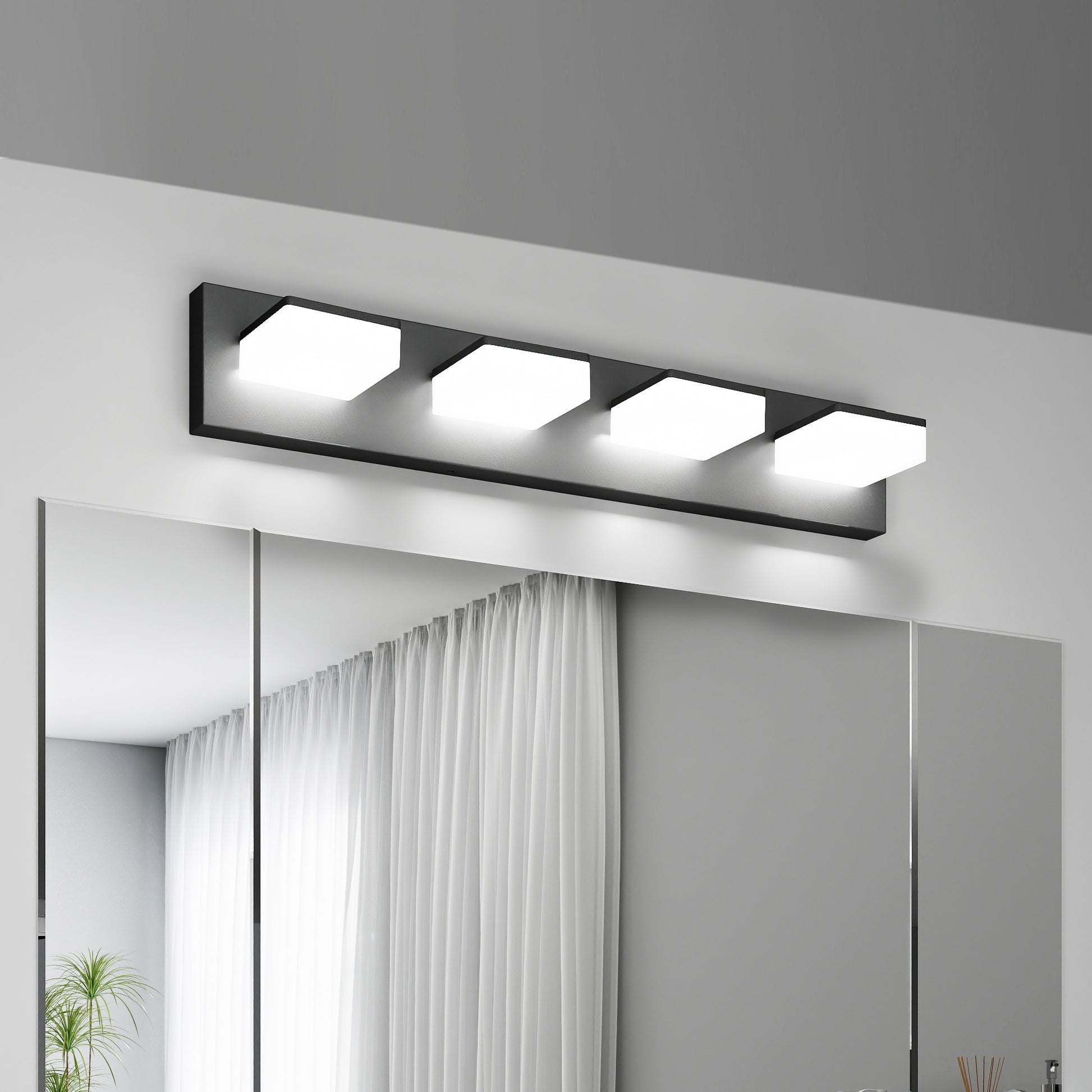 25" 4-Light Matte Black LED Vanity Light