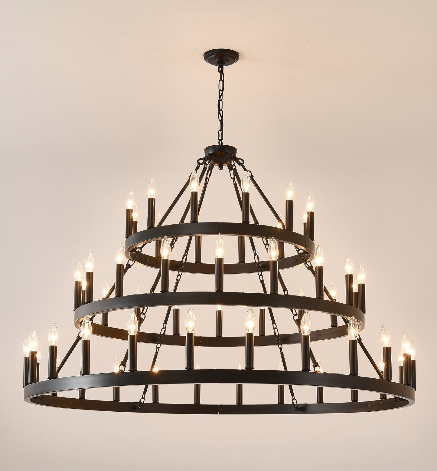 39" 3-Tier Wagon Wheel Farmhouse Chandelier, 36-Light - view 16