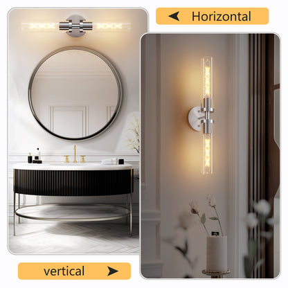 Brushed Nickel Wall Sconce with Clear Glass, Set of 2 - view 4