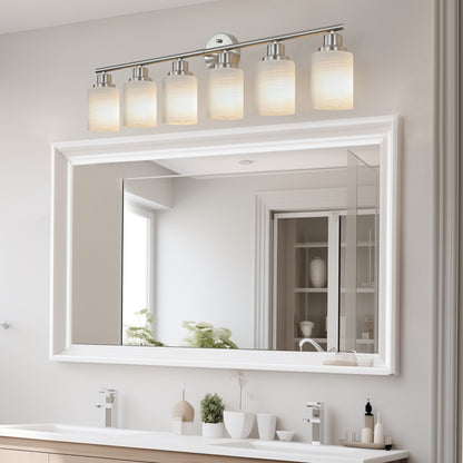 39" 6-Light Brushed Nickel Vanity Light with Frosted Glass - view 2