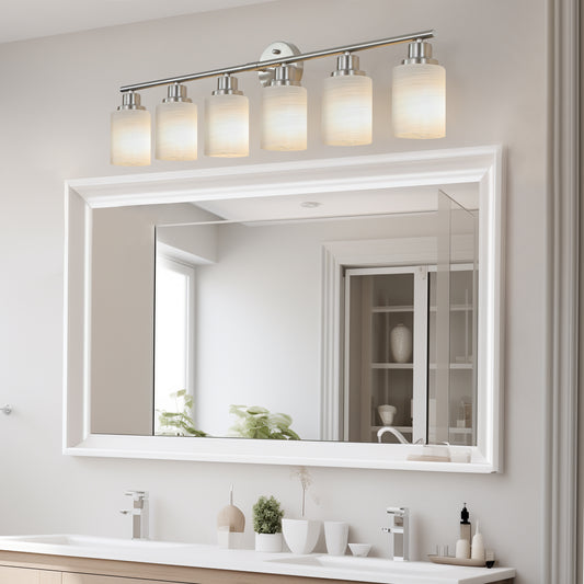 39" 6-Light Brushed Nickel Vanity Light with Frosted Glass - view 2