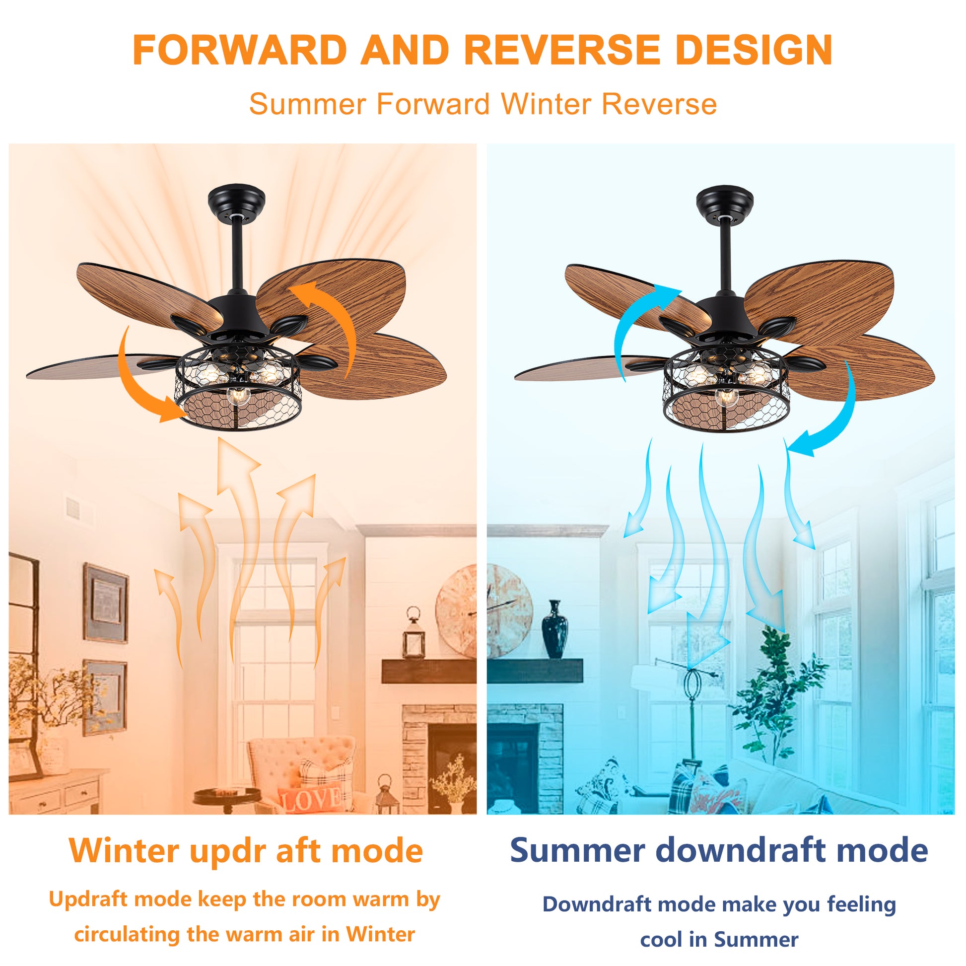 42" Matte Black Ceiling Fan with Light and Remote - view 9