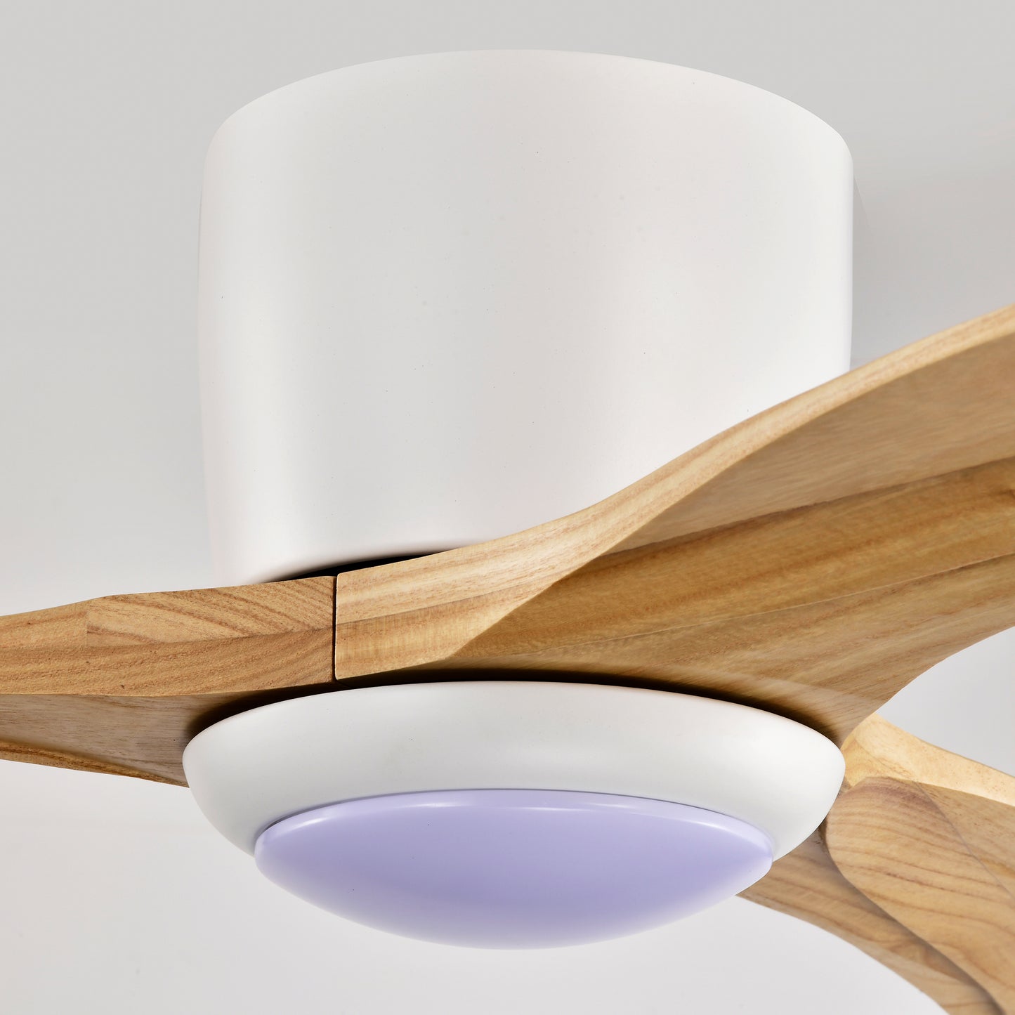52" Matte White Solid Wood Ceiling Fan with Light & Remote - view 14