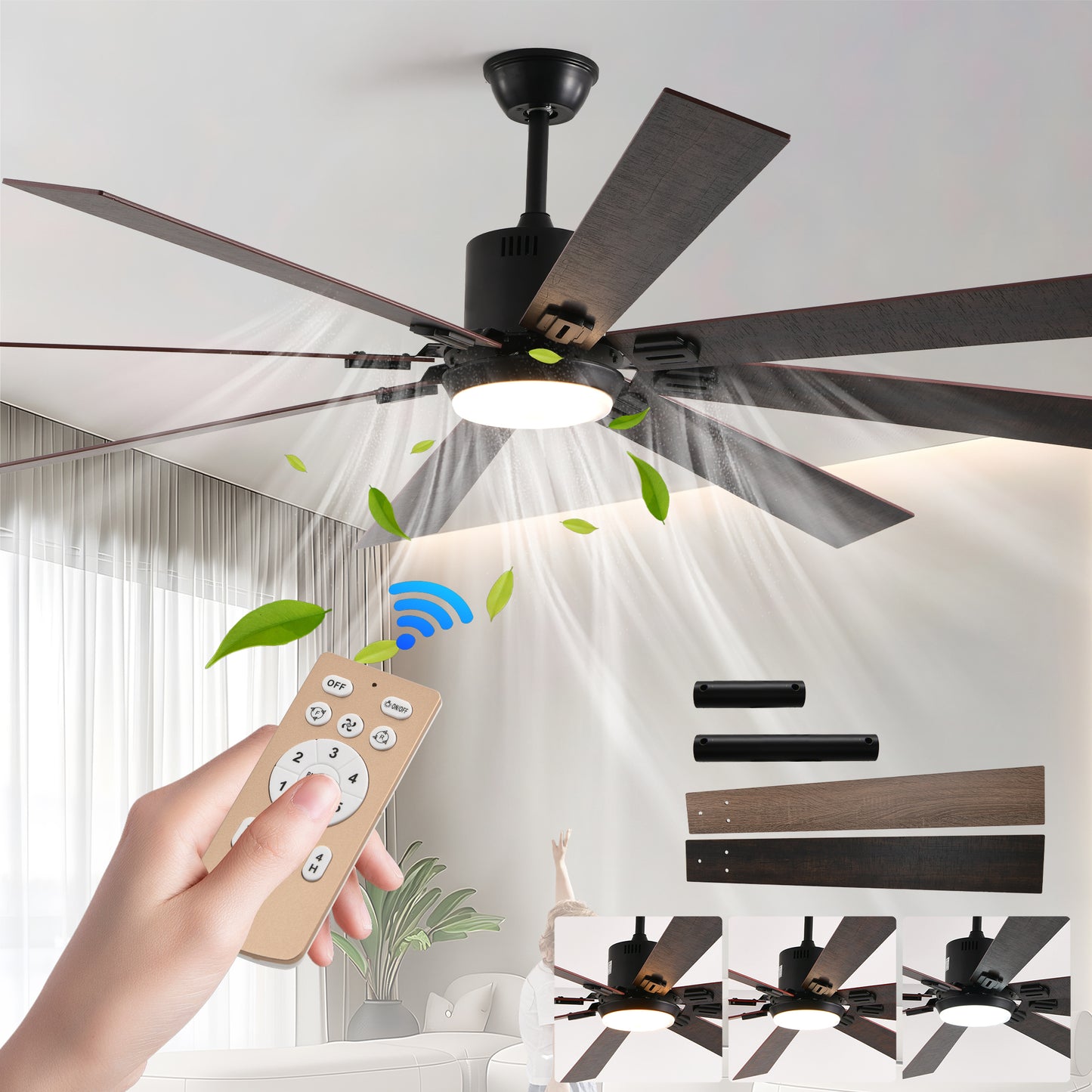 Walnut Wood Fan Light