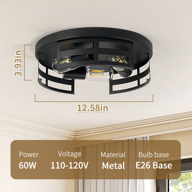 13" 2-Light Black Flush Mount Ceiling Light, Set of 2 - view 7