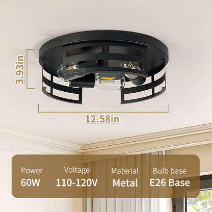 13" 2-Light Black Flush Mount Ceiling Light, Set of 2 - view 7