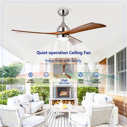 52" Satin Nickel Solid Wood Ceiling Fan with Remote - view 14