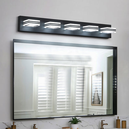 32" 5-Light Black LED Vanity Light with Acrylic Shades - view 7