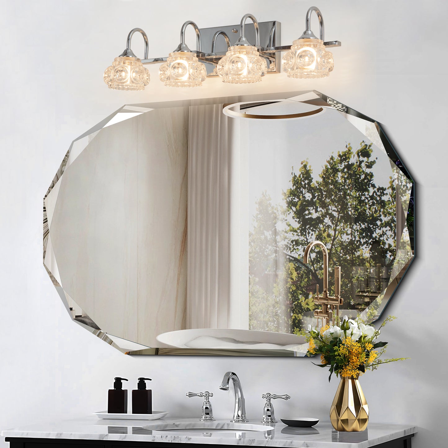 23" 4-Light Nickel Vintage Crystal Vanity Light - view 2