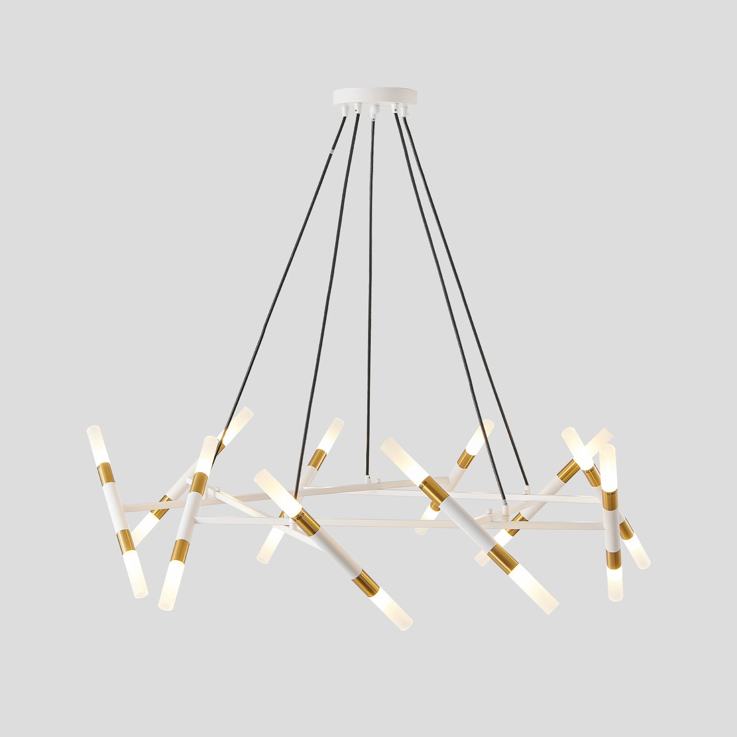 41" White and Gold Branch Chandelier with Frosted Tubes - view 9