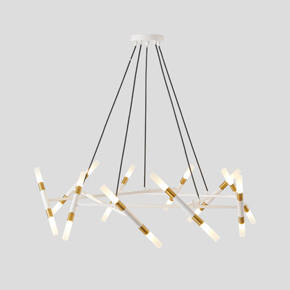 41" White and Gold Branch Chandelier with Frosted Tubes - view 9