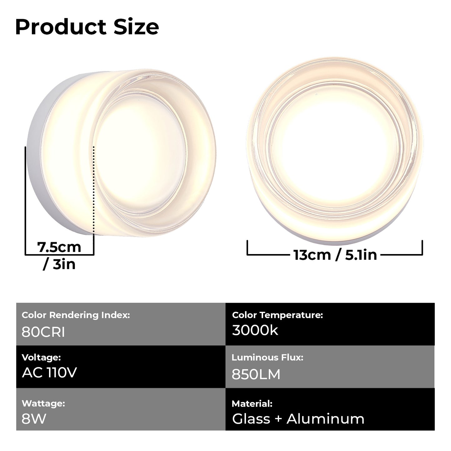 White Round Glass LED Indoor Outdoor Wall Light - view 7