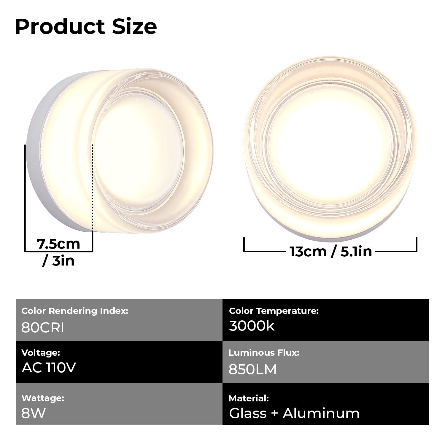 White Round Glass LED Indoor Outdoor Wall Light - view 7