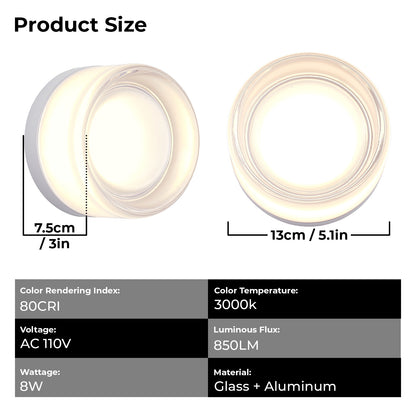 White Round Glass LED Indoor Outdoor Wall Light - view 7