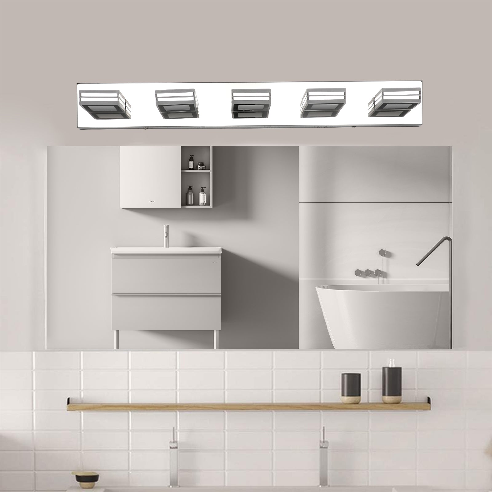 32" 5-Light Chrome Acrylic LED Vanity Wall Light