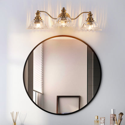 24" 3-Light Vintage Gold Vanity Light with Glass Shades - view 5