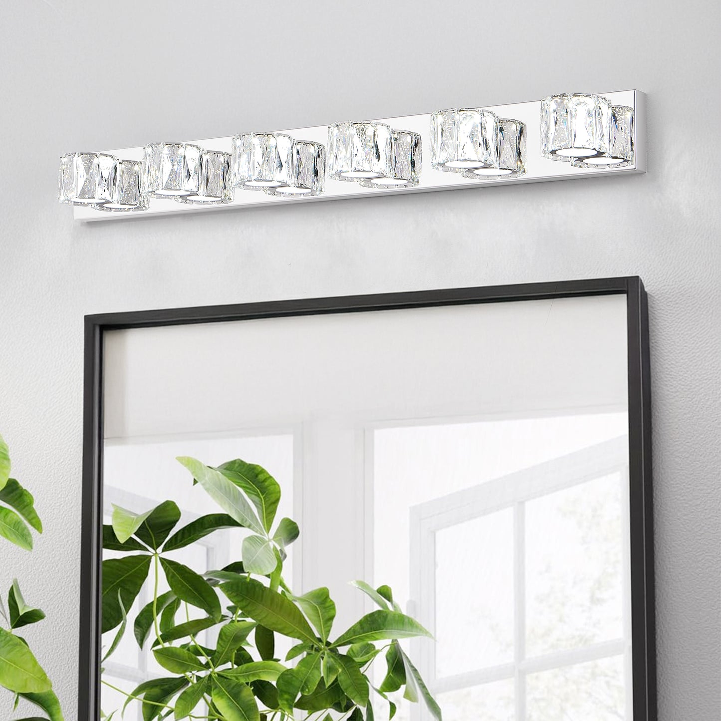 41" 6-Light Chrome Crystal Vanity Wall Light - view 3
