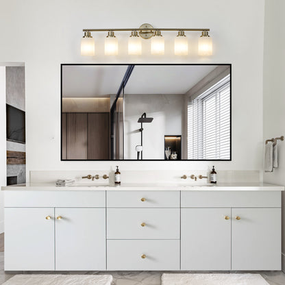39" 6-Light Gold Vanity Wall Light with Frosted Glass - view 3