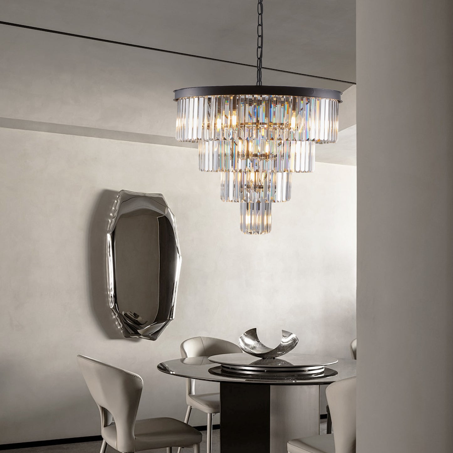 24" 4-Tier Black Crystal Chandelier - view 5
