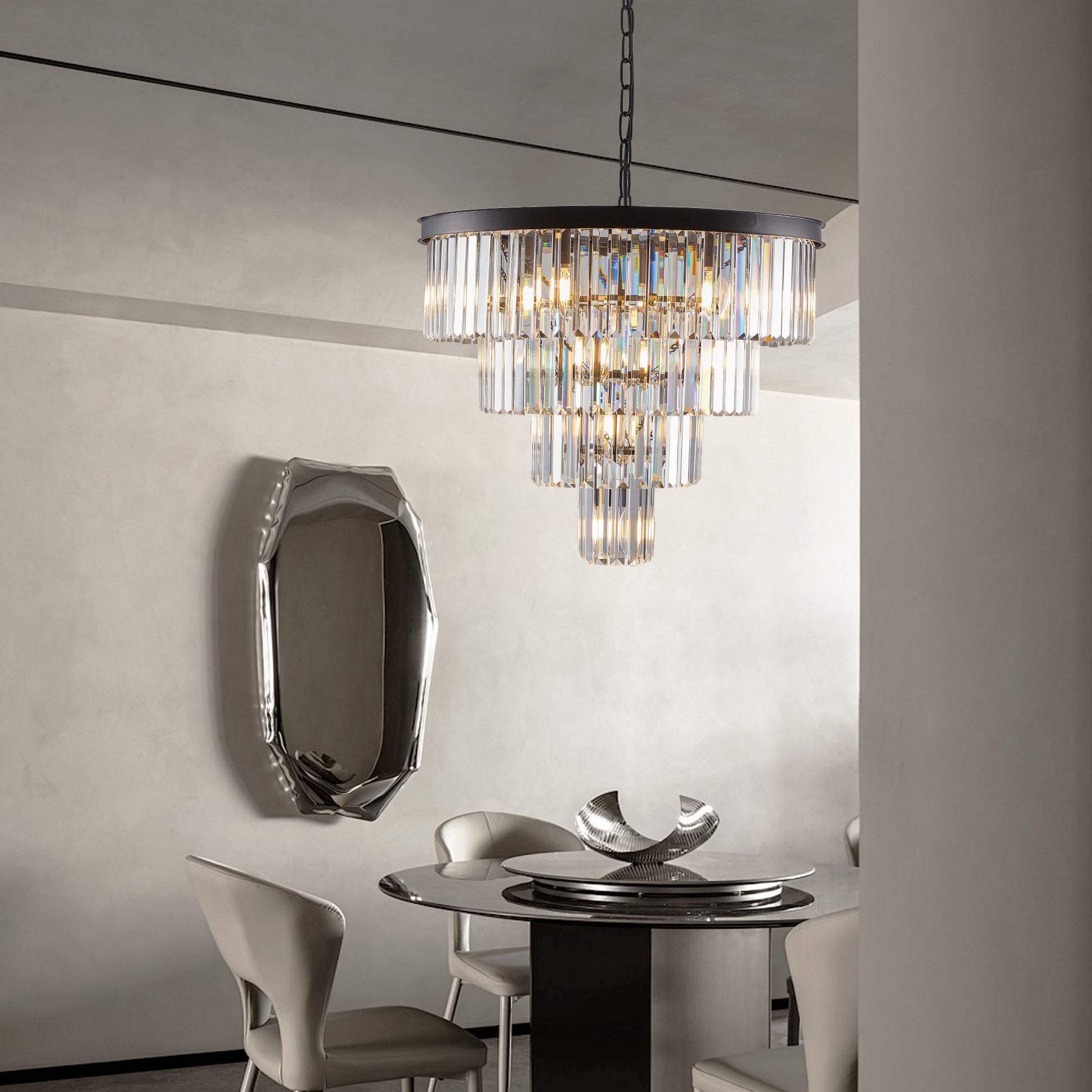 24" 4-Tier Black Crystal Chandelier - view 5