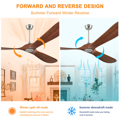 72" Walnut Solid Wood Ceiling Fan with Remote - view 13