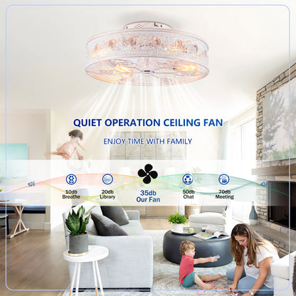 20" White & Gold Crystal Caged Ceiling Fan with Remote - view 15