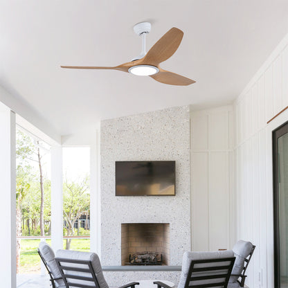 52" Matte White & Natural Wood Ceiling Fan with Remote - view 6