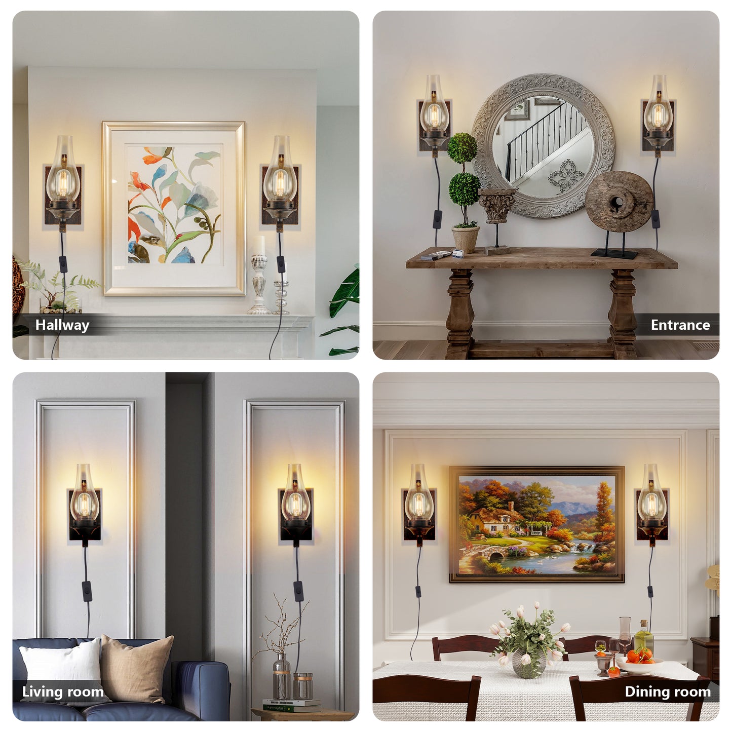 Black & Gold Farmhouse Plug-In Wall Sconce, Set of 2 - view 5
