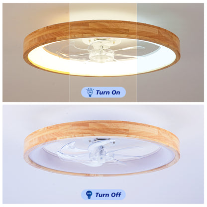 23.62" Wood Flush Mount Ceiling Fan with Dimmable LED - view 7