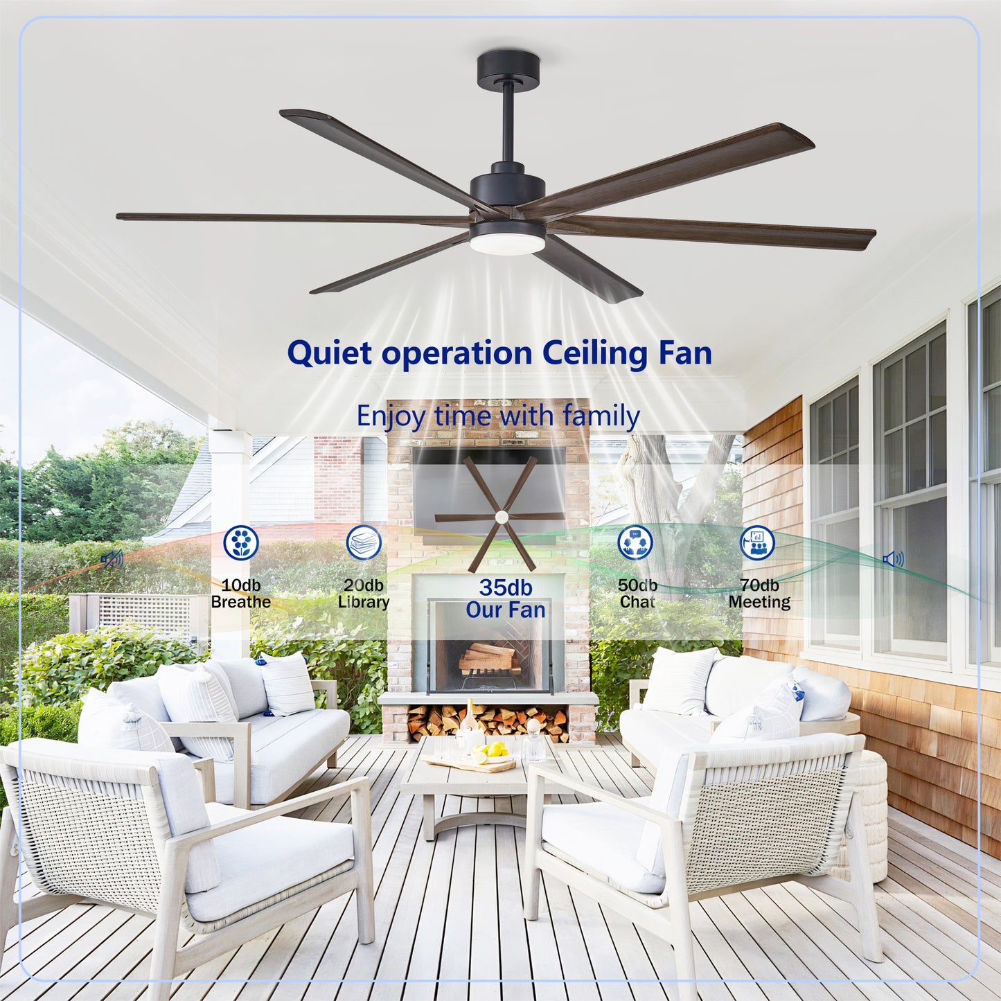 70" Matte Black Ceiling Fan with Light - view 10