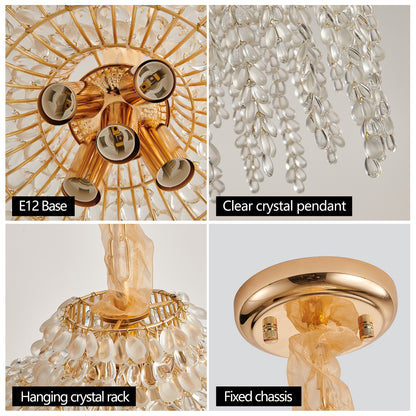 16" 5-Light Gold Waterfall Crystal Chandelier - view 7