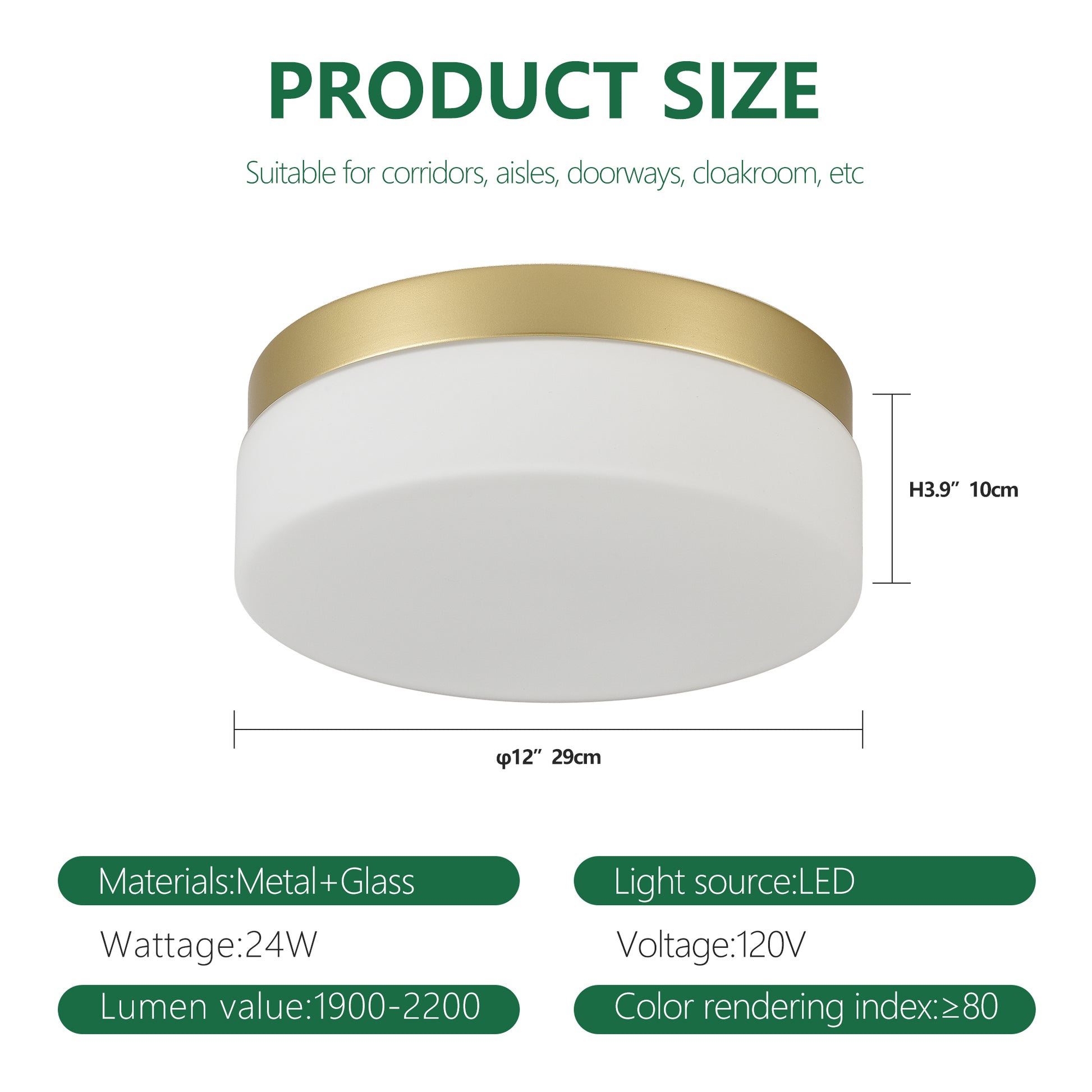 12" Gold LED Flush Mount Ceiling Light - view 8